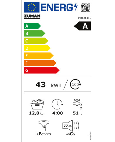 ZUMAN MAQUINA ROUPA 12KG 1400RT (A) ZUMAN MAQUINA ROUPA 12KG 1400RT (A)