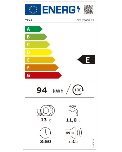 TEKA MAQUINA LOUÇA 6PROG 5TEMP 13TALHERES INOX (E)