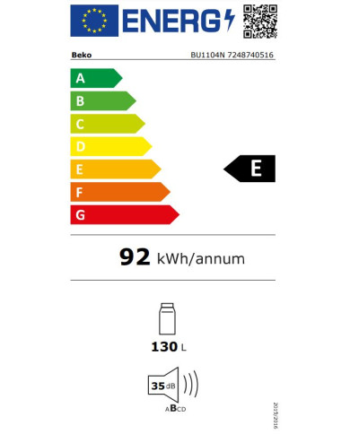 BEKO FRIGORIFICO INTEGRAR 1PT 0,82X0,595X0,545MT 130LT (E) BEKO FRIGORIFICO INTEGRAR 1PT 0,82X0,595X0,545MT 130LT (E)