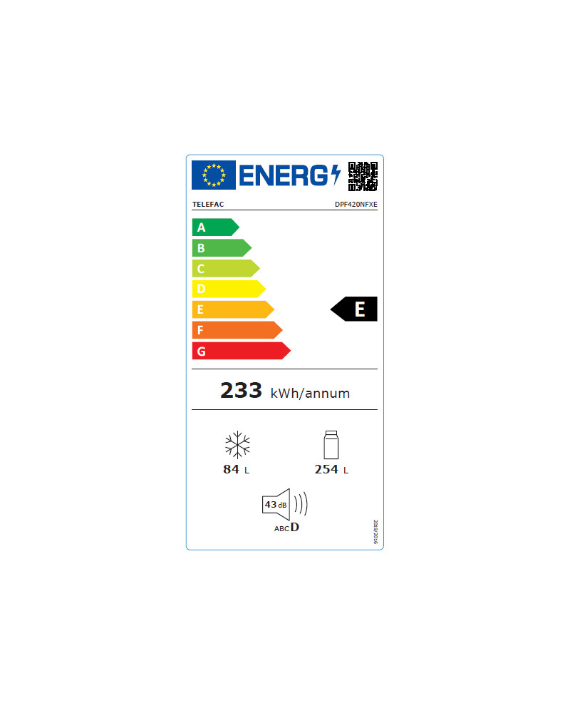 TELEFAC FRIGORIFICO 2PT 338LT 1,72X0,595X0,695MT INOX (E)