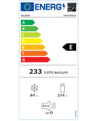 TELEFAC FRIGORIFICO 2PT 338LT 1,72X0,595X0,695MT INOX (E)