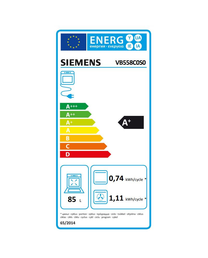 SIEMENS FORNO MULTIF 10 PROG 90CM 85LT INOX A+