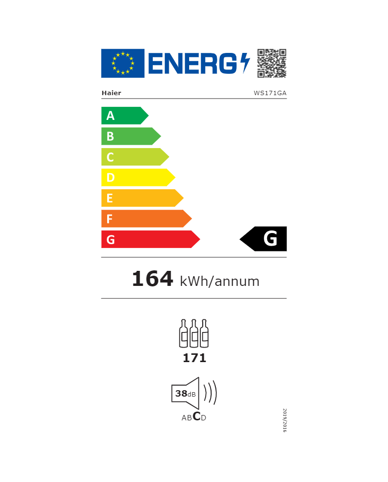 HAIER CAVE VINHO 171 GARRAFAS 185x59,5x63,9CM (G)