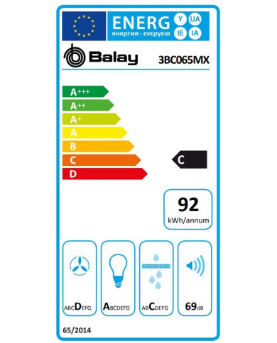 BALAY CHAMINE 60CM 3VELOC MAX 525M3/H INOX C BALAY CHAMINE 60CM 3VELOC MAX 525M3/H INOX C