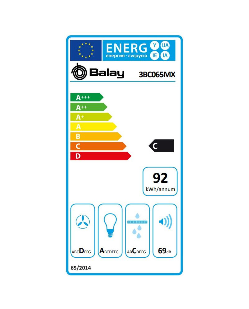 BALAY CHAMINE 60CM 3VELOC MAX 525M3/H INOX C