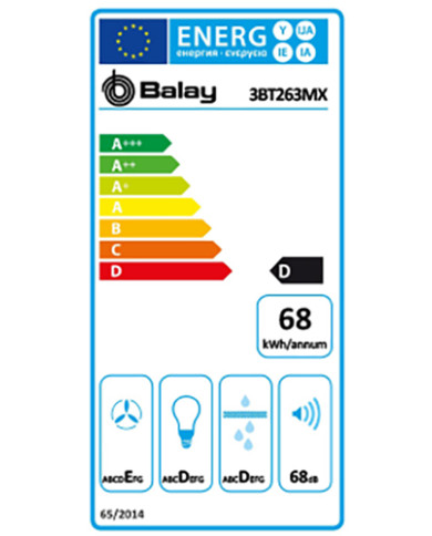BALAY EXAUSTOR 60CM 3VELOC 360M3/H INOX D BALAY EXAUSTOR 60CM 3VELOC 360M3/H INOX D