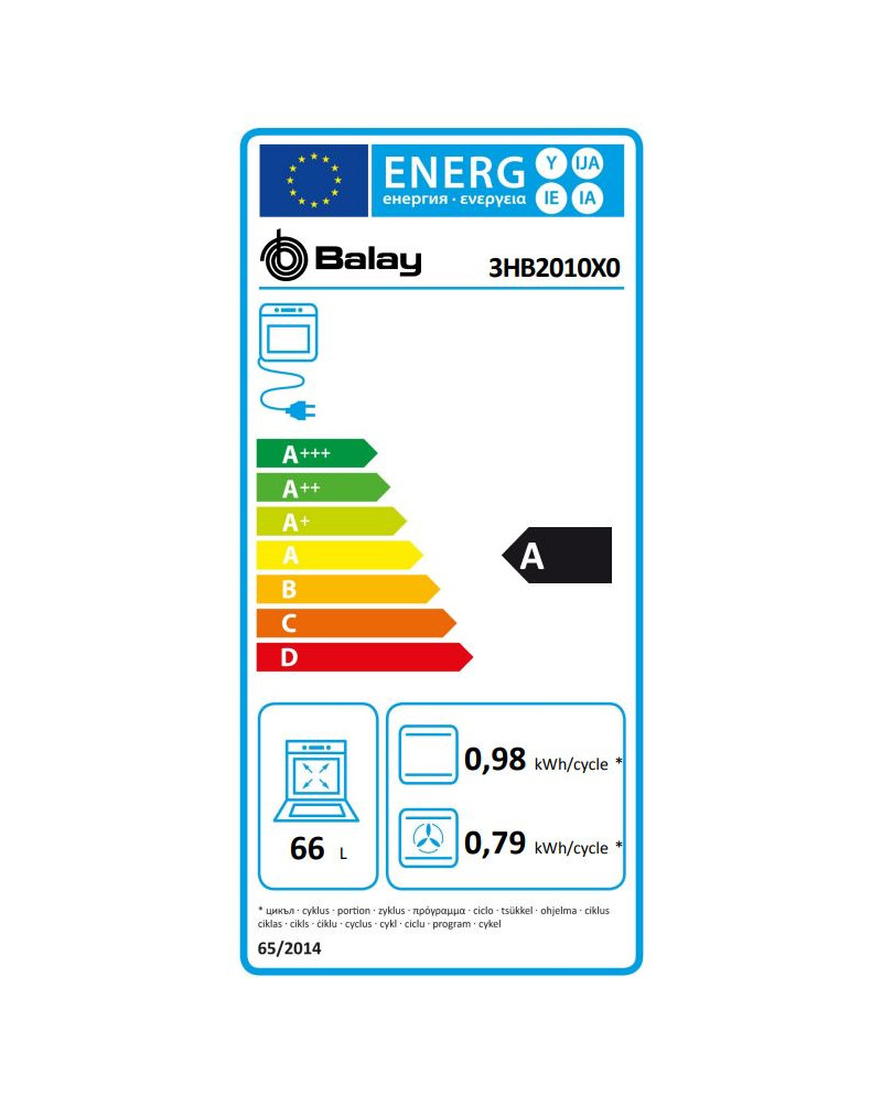 BALAY FORNO 60CM 66LT MULTIF 5PROG INOX A
