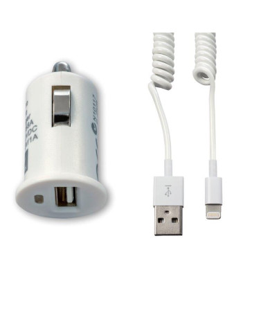 TECH FUZZION CAR CHARGER 1USB 12V CABLE WH IPHONE 5 TECH FUZZION CAR CHARGER 1USB 12V CABLE WH IPHONE 5