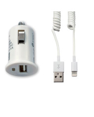 TECH FUZZION CAR CHARGER 1USB 12V CABLE WH IPHONE 5