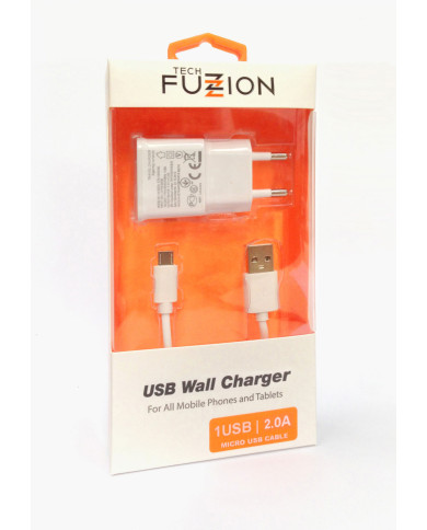 TECH FUZZION CARREGADOR 1USB 2A + CABO MICRO USB TECH FUZZION CARREGADOR 1USB 2A + CABO MICRO USB