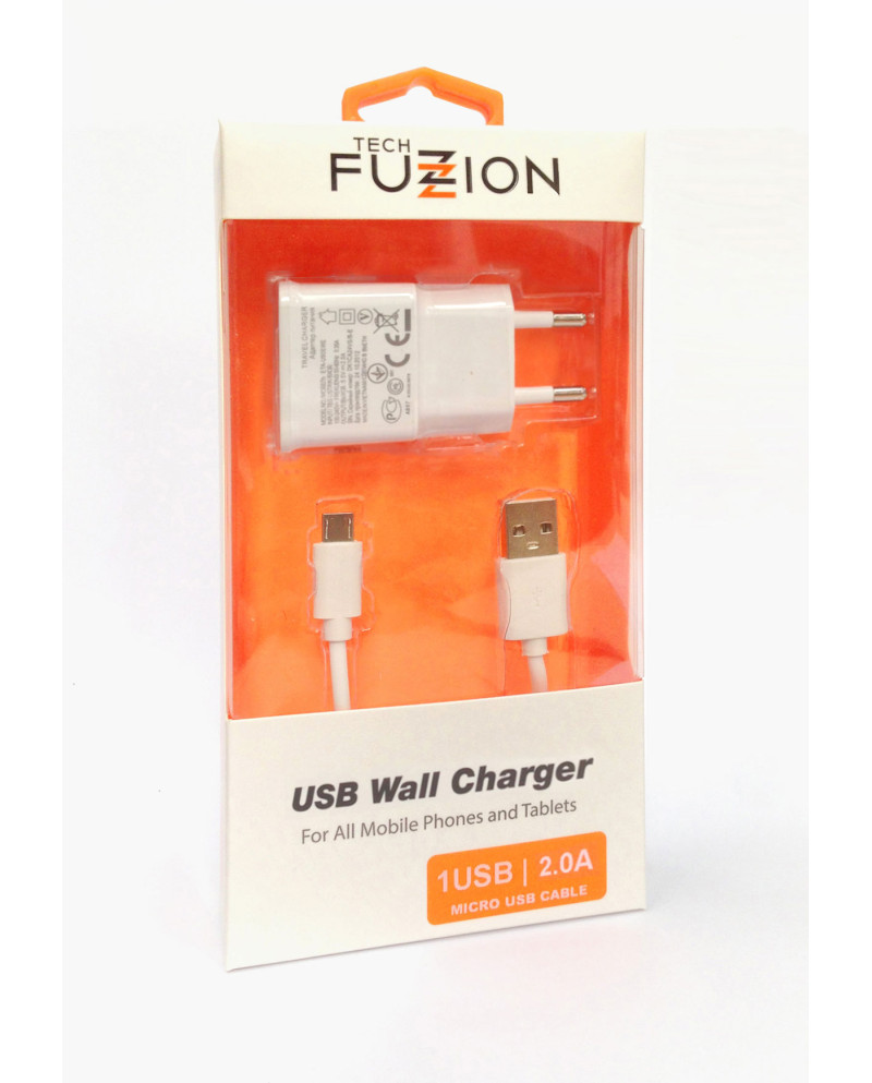 TECH FUZZION CARREGADOR 1USB 2A + CABO MICRO USB
