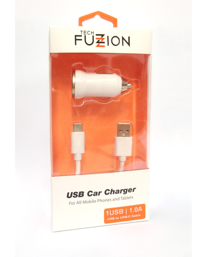 TECH FUZZION CAR CHARGER 1 USB 12V + CABO TYPE-C USB