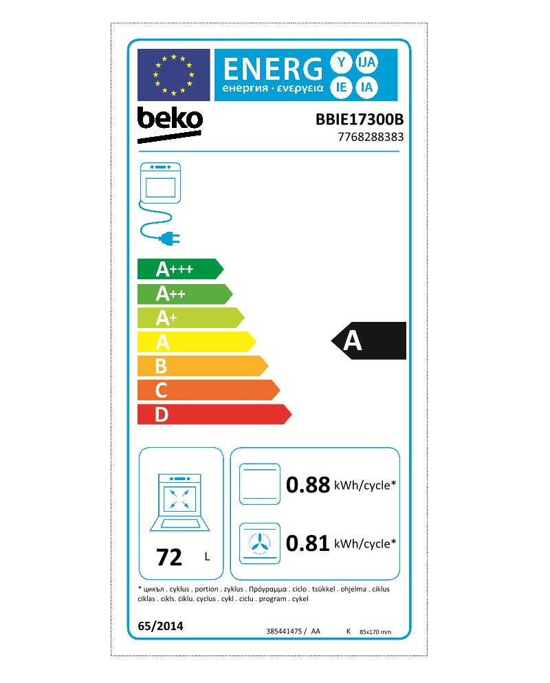 BEKO FORNO MULTIF 9PROG 72LT VENTILADO PRETO (A)