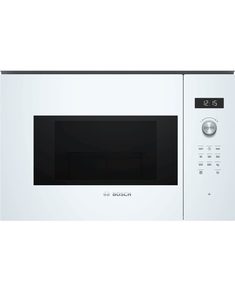 BOSCH MICROONDAS INTEG 20LT 800W ABERT À ESQ VIDRO BRANCO