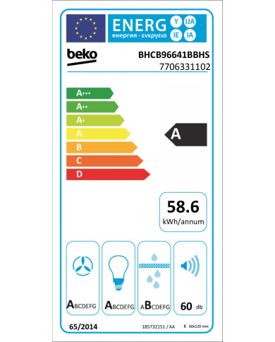 BEKO CHAMINE 90CM 740M3/H INOX BEKO CHAMINE 90CM 740M3/H INOX