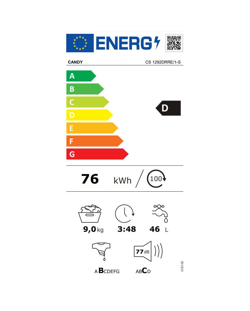 CANDY MAQUINA ROUPA 9KG 1200RT SILVER (D)