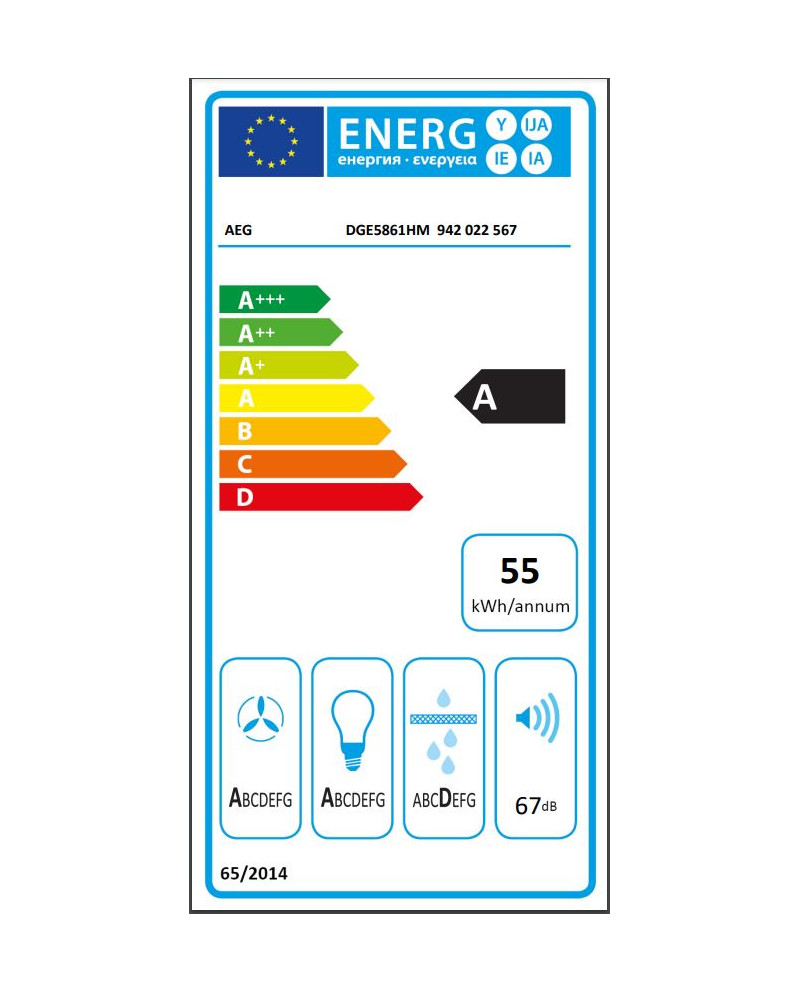 AEG EXAUSTOR 80CM 3VELOC + 1INTENSIVA 700M3/H INOX A