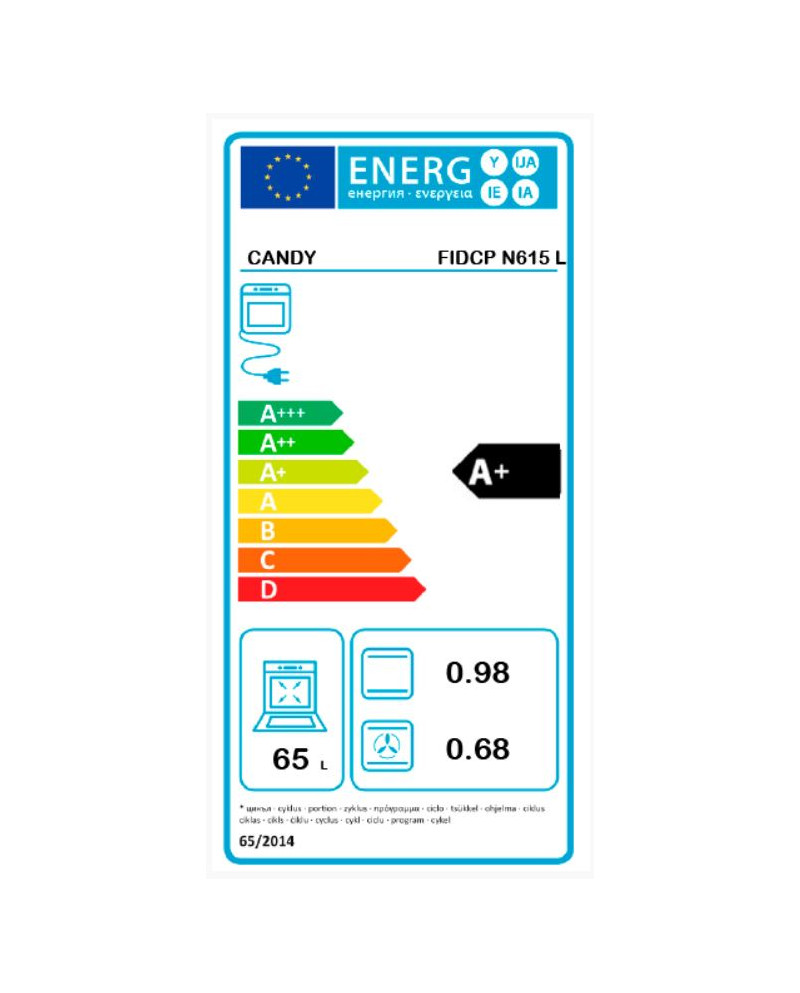 CANDY FORNO VENTILADO 65LT PRETO A+