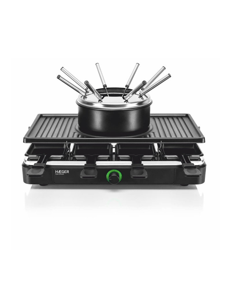 HAEGER GRELHADOR RACLETTE E FONDUE 1400W 8 PESSOAS