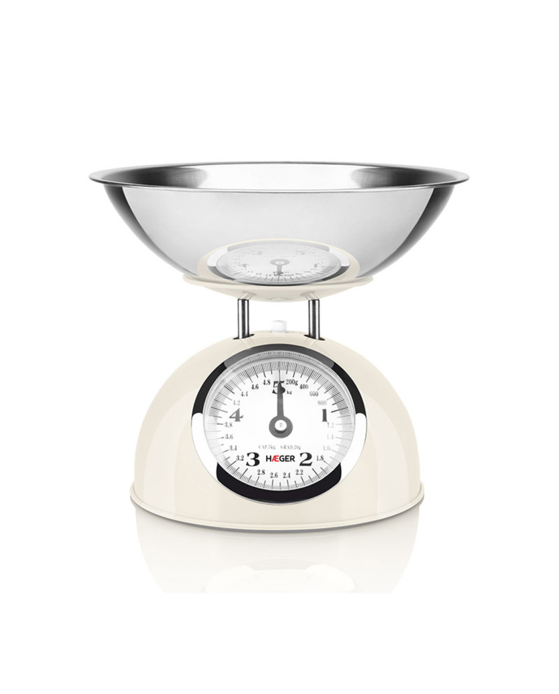 HAEGER BALANÇA COZINHA MECANICA 5KG PASTEL CREAM TAÇA INOX HAEGER BALANÇA COZINHA MECANICA 5KG PASTEL CREAM TAÇA INOX