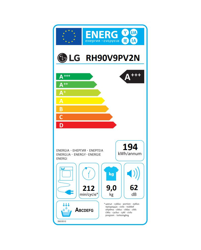 LG SECADOR ROUPA 9KG BOMBA CALOR INOX A+++