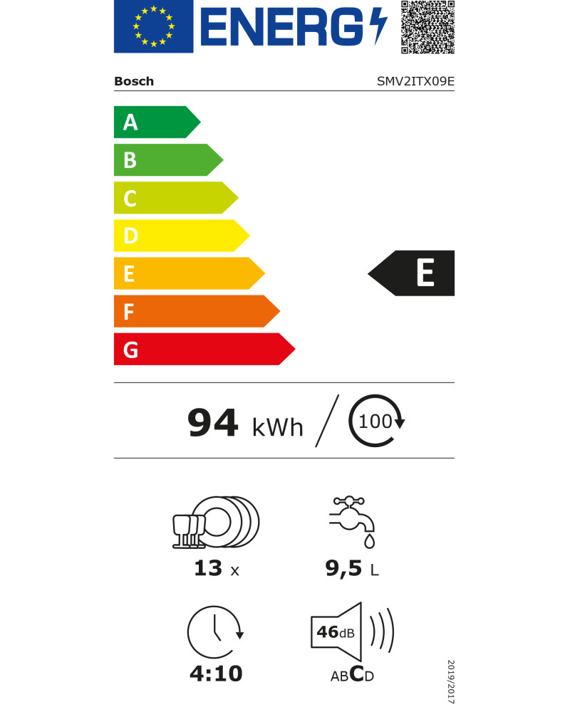 BOSCH MAQUINA LOUÇA INTEG 5PROGRAMAS 13TALHERES (E)