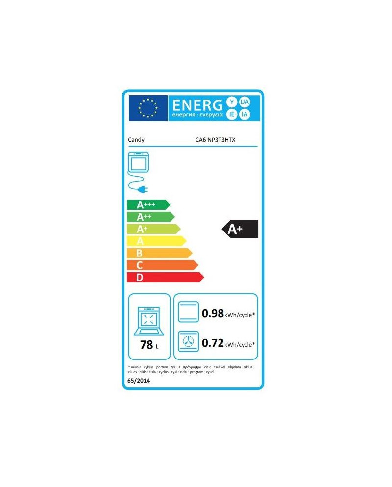 CANDY FORNO MULTIF 9PROG 78LT LIMPEZA AQUACTIVA INOX A+