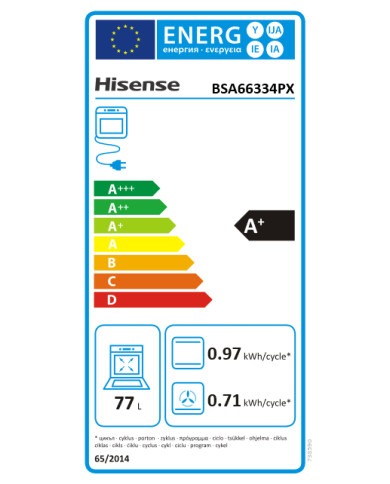 HISENSE FORNO MULTIF PIROLITICO 77LT INOX A+ HISENSE FORNO MULTIF PIROLITICO 77LT INOX A+