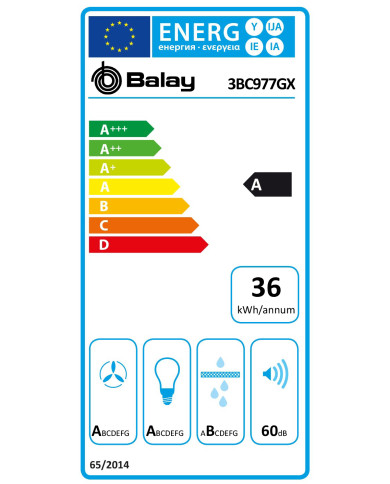 BALAY CHAMINE 70CMS 671M3/H 3+1V INOX A BALAY CHAMINE 70CMS 671M3/H 3+1V INOX A
