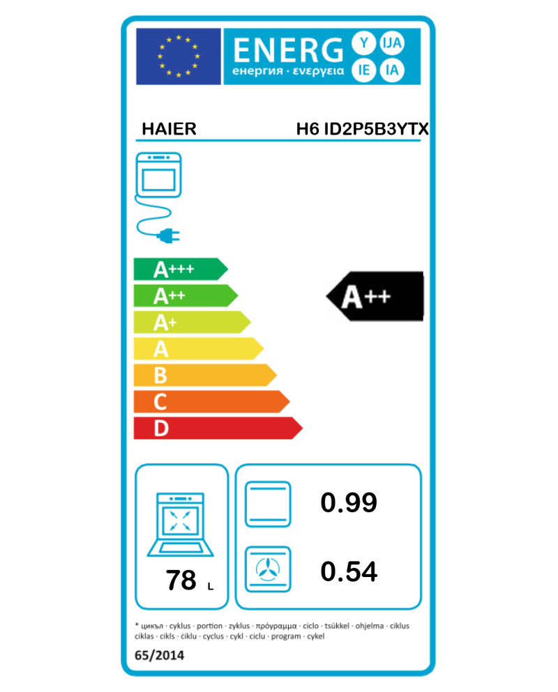 HAIER FORNO 12FUNÇOES 78LT HIDRO E PIROLITICO PRETO A++