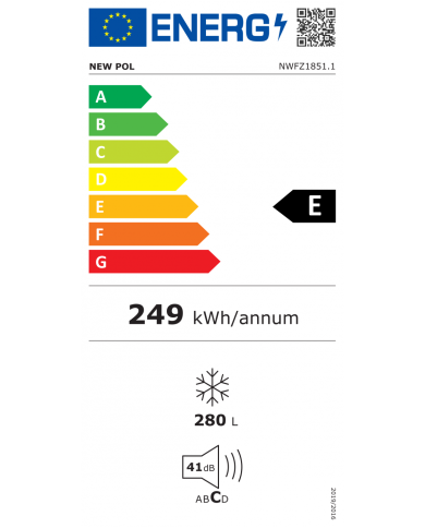 NEW POL ARCA VERTICAL 280LT 1860X595X650MT NF BRANCO (E) NEW POL ARCA VERTICAL 280LT 1860X595X650MT NF BRANCO (E)