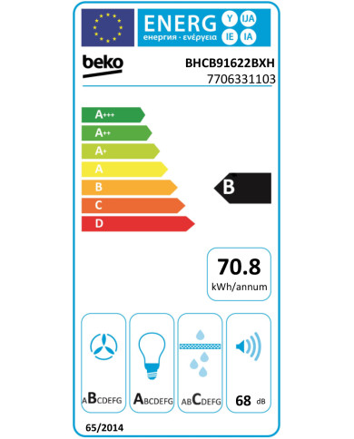 BEKO CHAMINE 90CM EXTRAÇAO MAX 605M3/H INOX BEKO CHAMINE 90CM EXTRAÇAO MAX 605M3/H INOX
