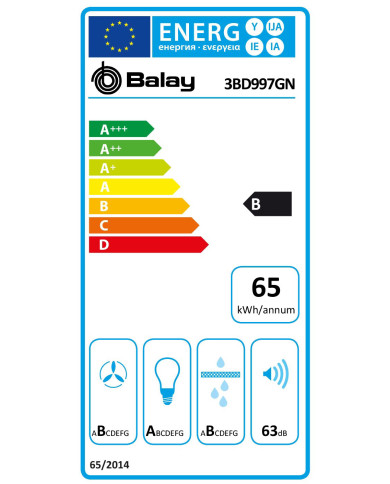 BALAY CHAMINE 90CM 3VEL+1INT MAX 749M3/H B BALAY CHAMINE 90CM 3VEL+1INT MAX 749M3/H B