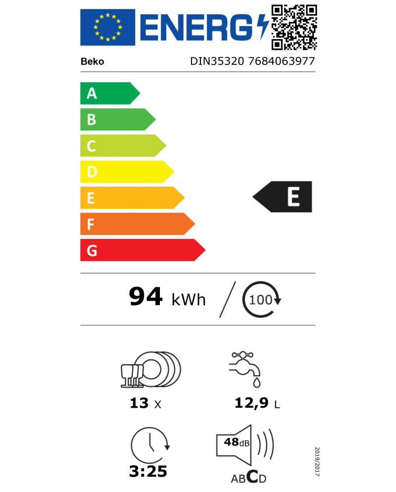 BEKO MAQUINA LOUÇA INTEG TOTAL 5PROG 13TALHERES (E)