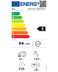 BEKO MAQUINA LOUÇA INTEG TOTAL 5PROG 13TALHERES (E)
