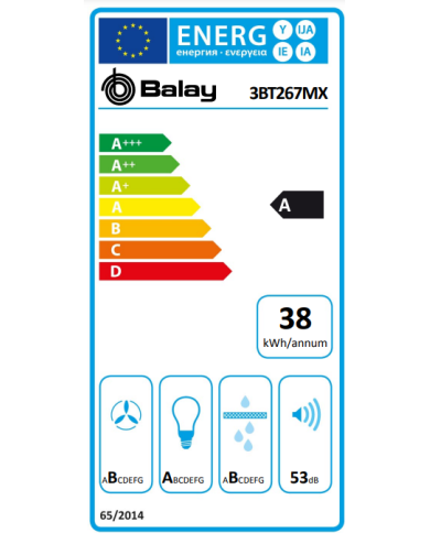 BALAY EXAUSTOR 60CM 3VELOC + 1INTENSIVA 728M3/H INOX A BALAY EXAUSTOR 60CM 3VELOC + 1INTENSIVA 728M3/H INOX A