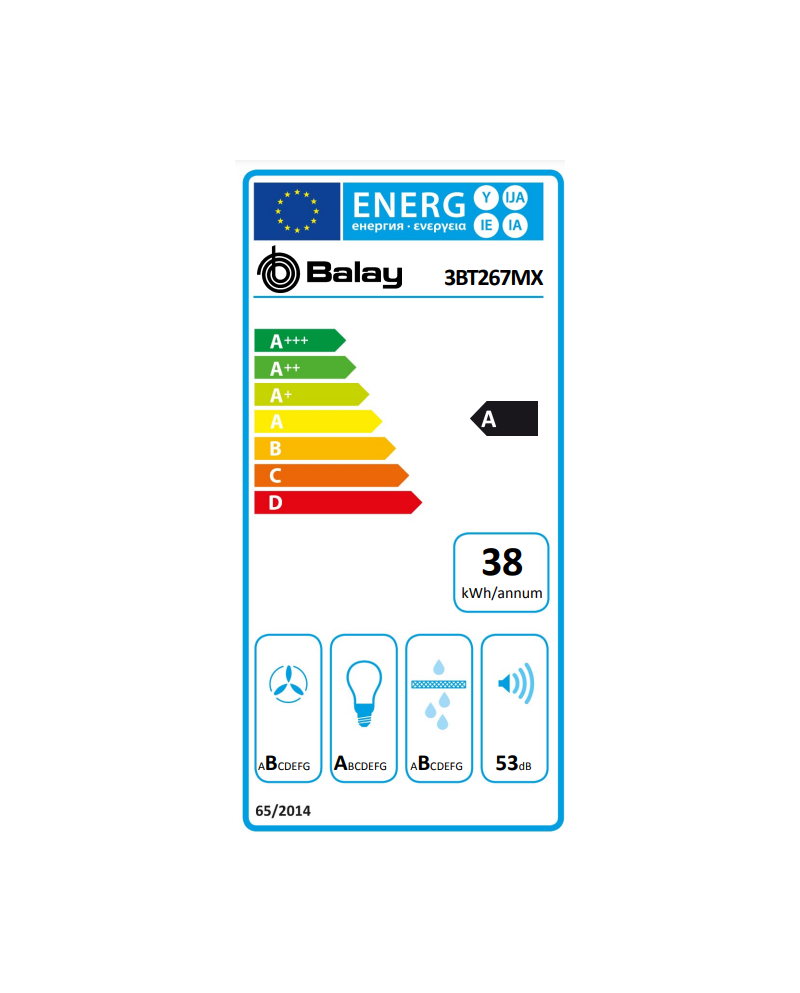 BALAY EXAUSTOR 60CM 3VELOC + 1INTENSIVA 728M3/H INOX A