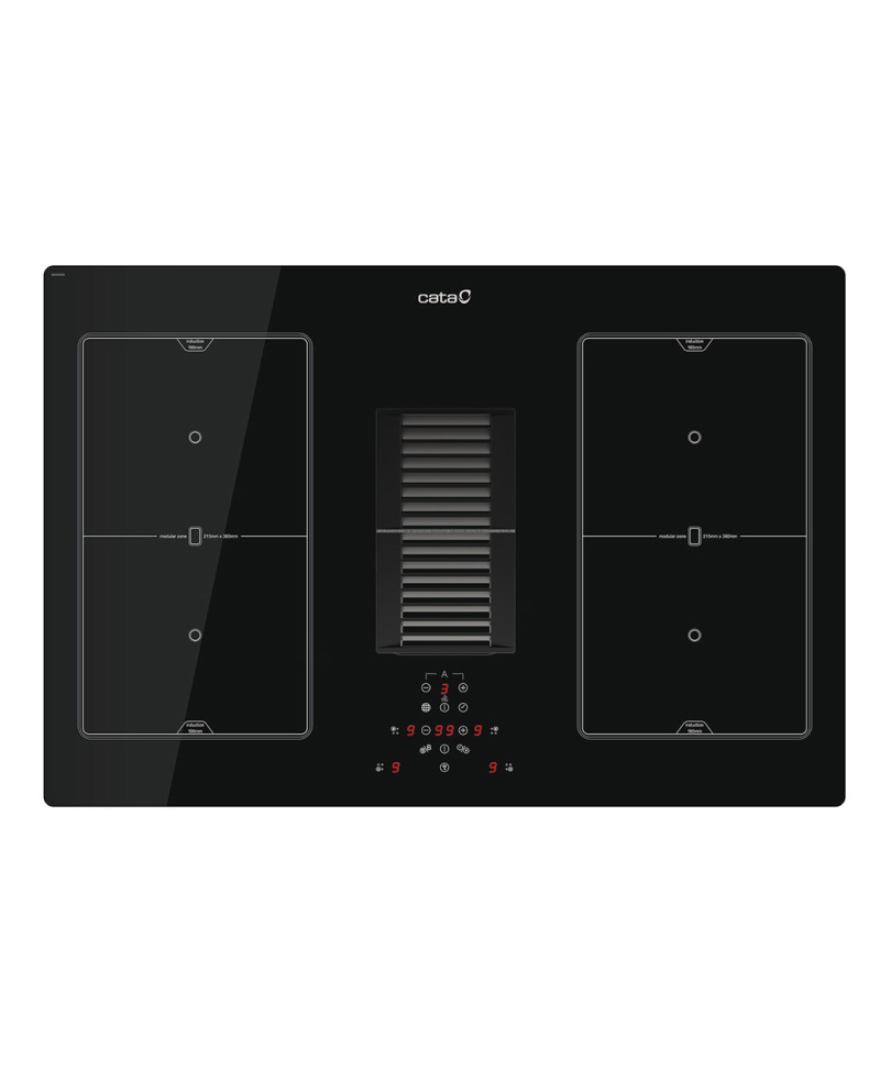 CATA PLACA INDUÇAO 75CM 4 ZONAS FLEX C/ EXTRAÇAO