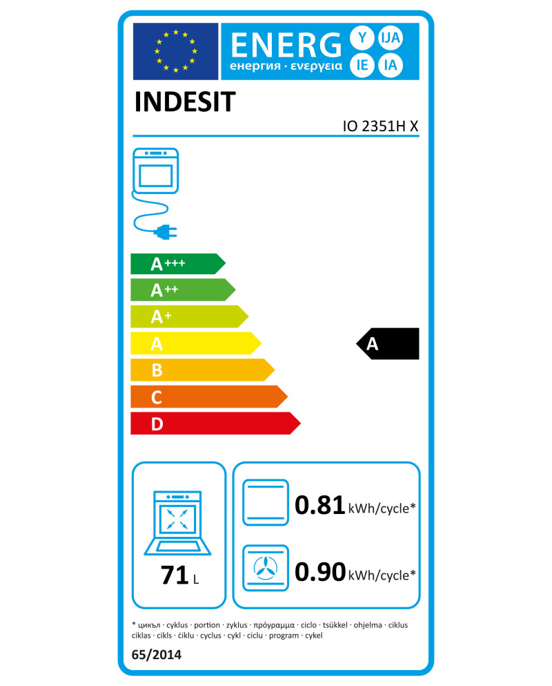 INDESIT FORNO MULTIF. 71LT HIDROLITICO INOX A