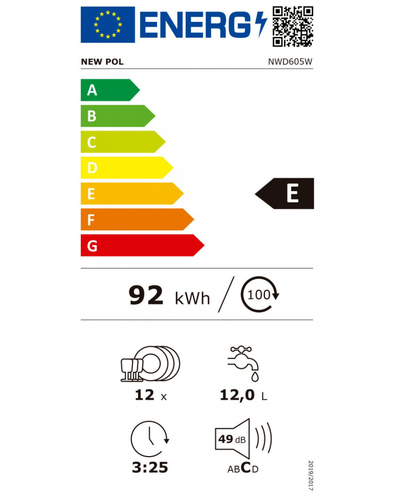 NEW POL MAQUINA LOUÇA 5PROG 12TALHERES BRANCA (E)