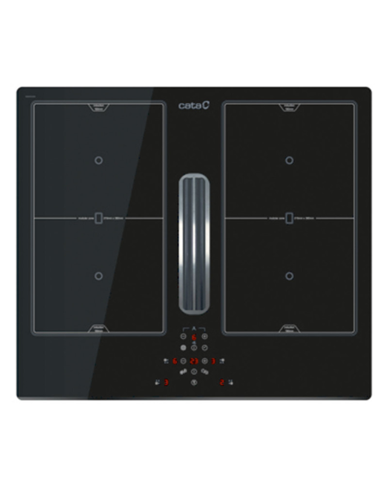 CATA PLACA INDUÇAO 59CM 2 ZONAS FLEX C/ EXTRAÇAO