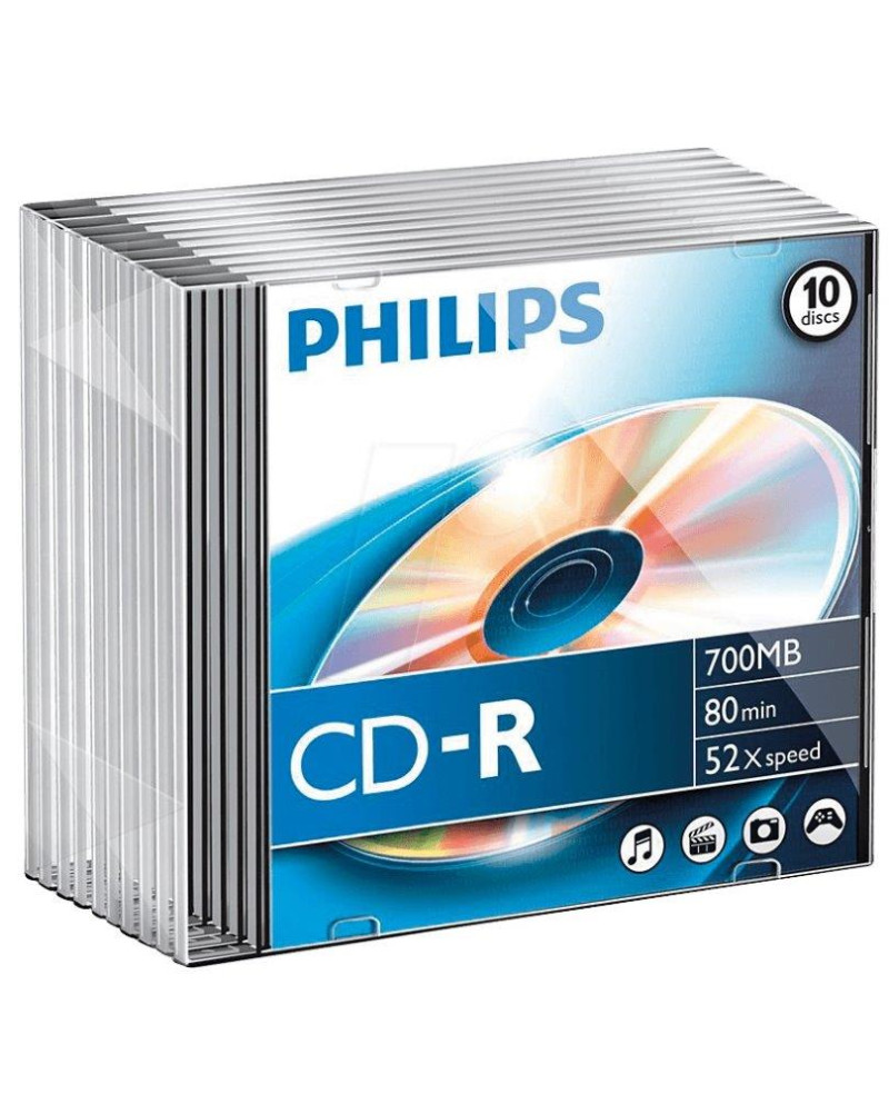 PHILIPS CD-R 80MIN 700MB 52x SL (10)