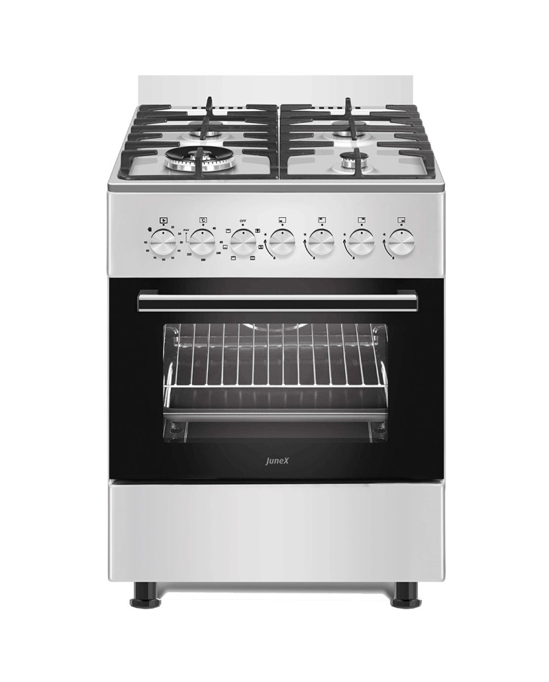 JUNEX FOGAO 60X60CM 4GAS (1WOK) BUT FORNO ELETRICO ESTU IX A