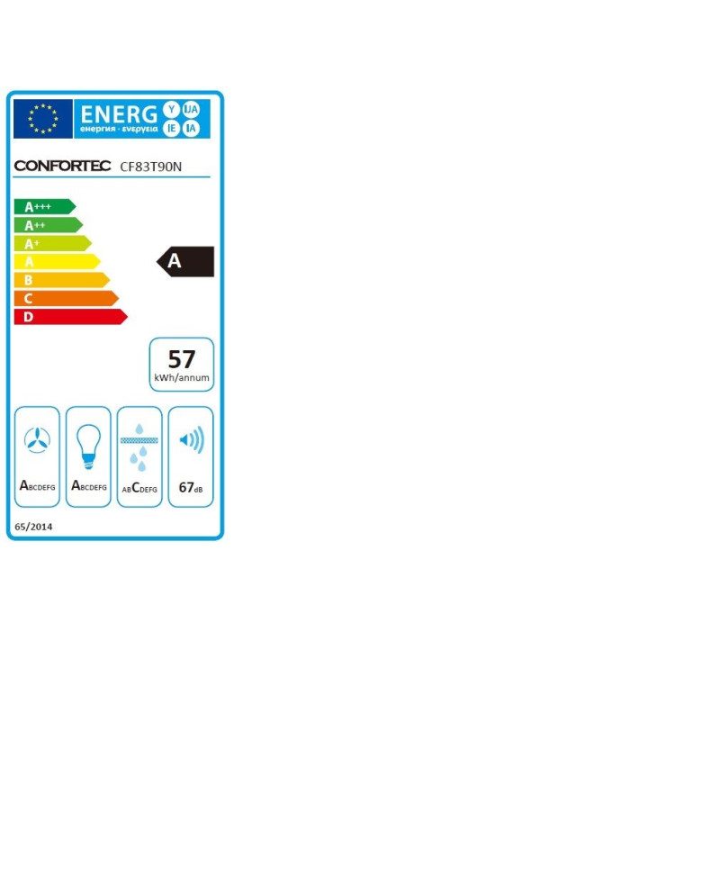 CONFORTEC CHAMINE 90CM 800M3H VIDRO PRETO INOX (A)