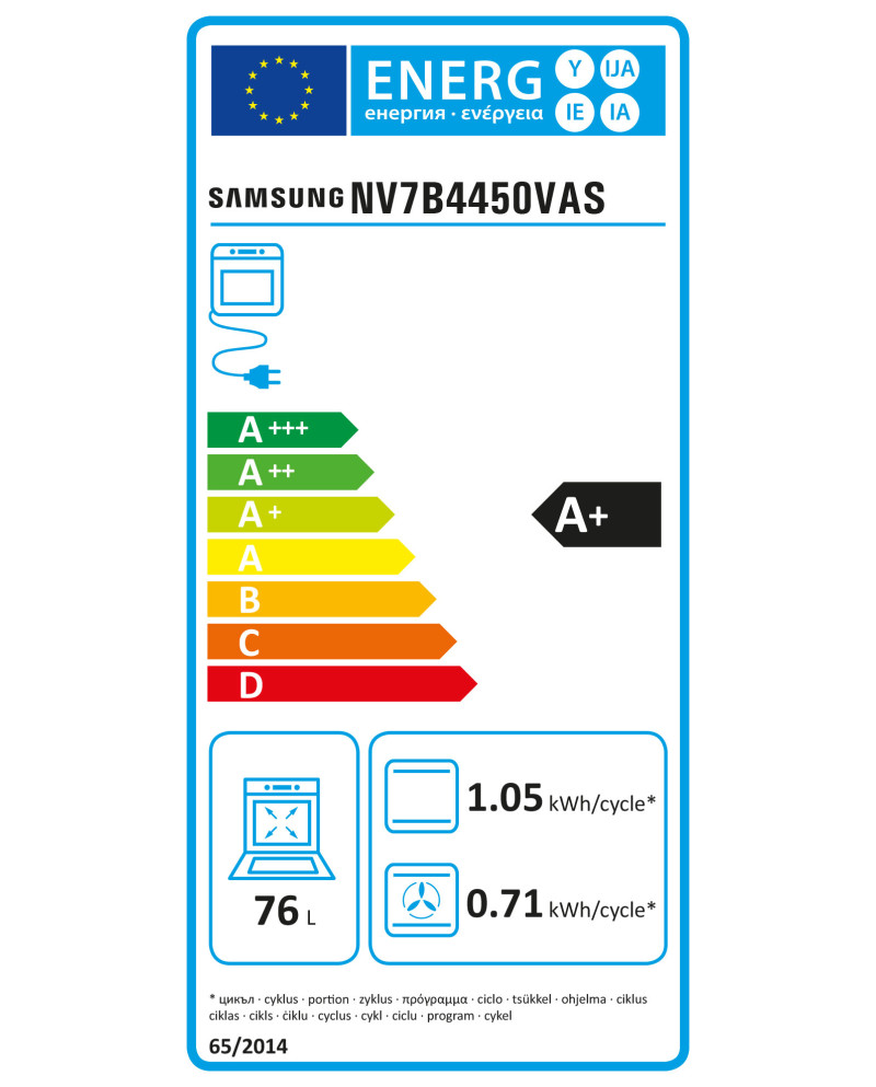 SAMSUNG FORNO HIDRO PIROLITICO 76LT WIFI INOX A+