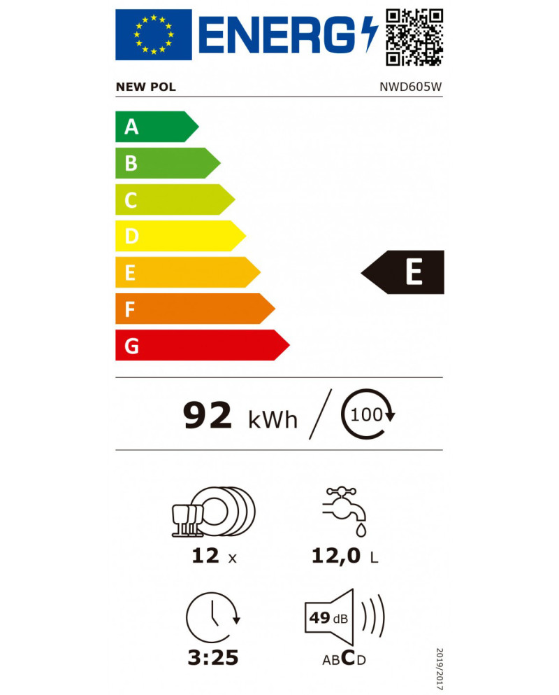 NEW POL MAQUINA LOUÇA 5PROG 12TALHERES BRANCO (E)