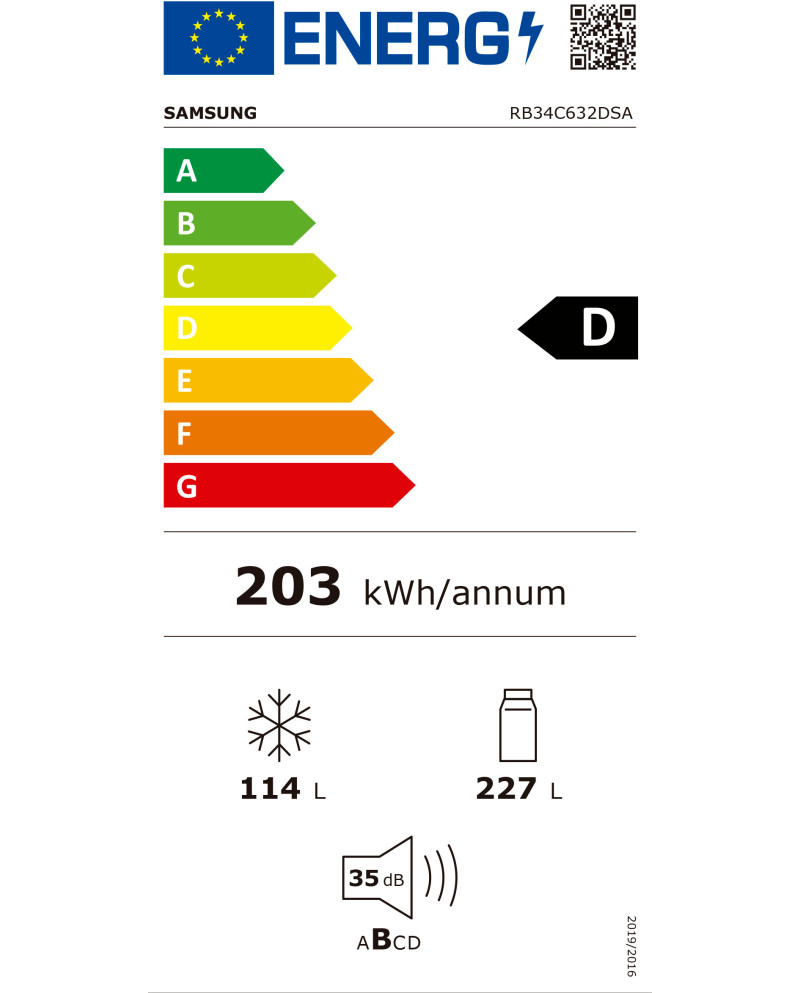 SAMSUNG COMBINADO 1,85X0,60X0,66MT 341LT DISP NF SILVER (D)