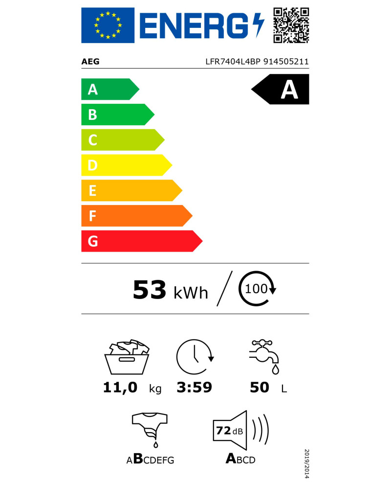 AEG MAQUINA ROUPA 11KG 1400RT (A)