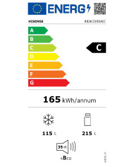 HISENSE COMBINADO 1856X595X600MT 330LT NF INOX (C)