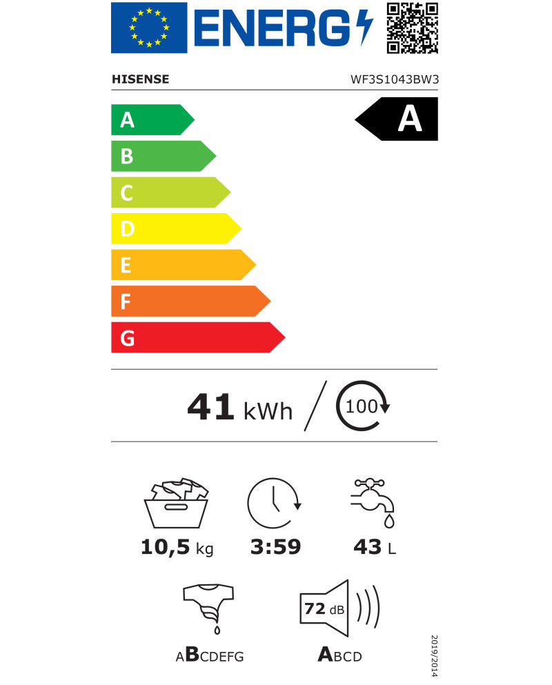 HISENSE MAQUINA ROUPA 10,5KG 1400RT INVERTER WIFI (A)